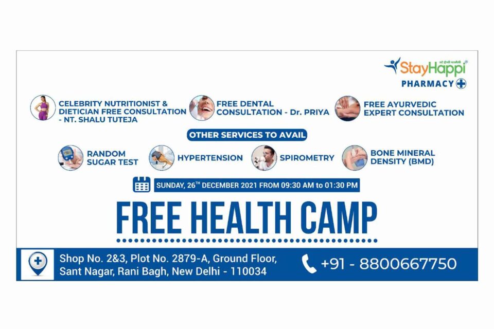 StayHappi Pharmacy conducts Free Medical Health Camp at Pitampura New Delhi